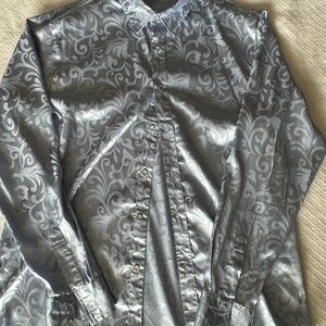 Elegant Silver Patterned Men's Shirt